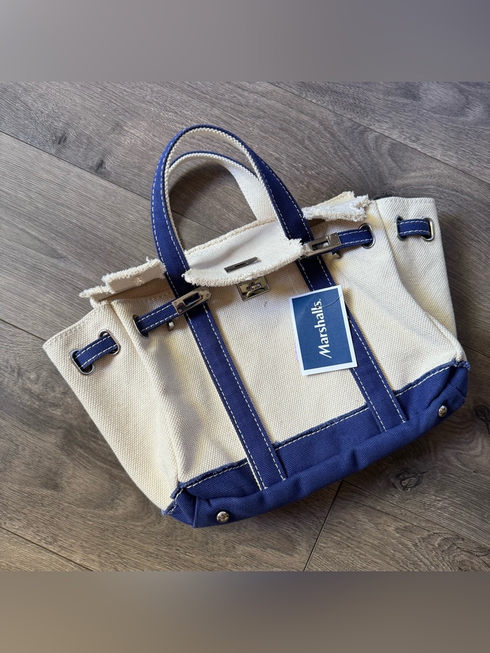 Sunwin Women's navy blue Cotton Canvas mini Tote Handbag ☁️💙 - Picture 7 of 7